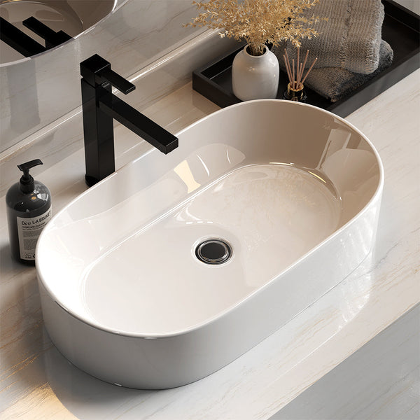 Cefito Bathroom Basin Vanity Ceramic Above Counter Hand Wash Long Shape Bathroom Sinks
