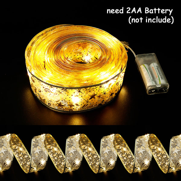 Product Information: Fairy Lights String Christmas Ribbon Bow Tie Seasonal Decorations