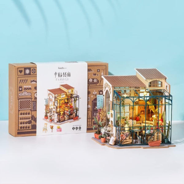 Robotime Rolife Diy Miniature House Kit Emily's Flower Shop Tiny For Adults To Build Making With Furniture Halloween Christmas Decorations Gifts Dg145