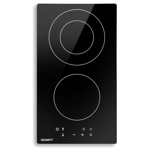 Devanti Electric Ceramic Cooktop 30Cm Kitchen Cooker Top Hob Touch Control 3 Zones Cooktops