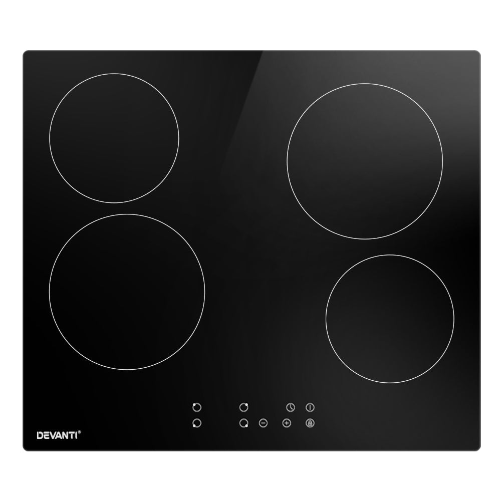 Devanti Ceramic Cooktop 60Cm Electric Cooker 4 Burner Stove Hob Touch Control Cooktops