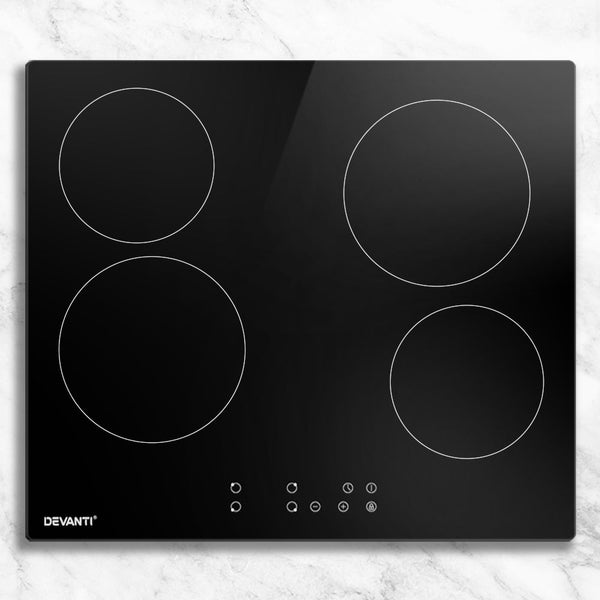 Devanti Ceramic Cooktop 60Cm Electric Cooker 4 Burner Stove Hob Touch Control Cooktops
