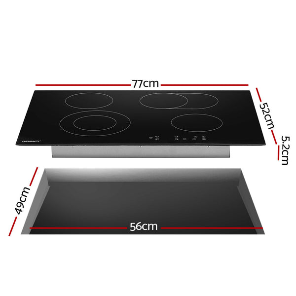Devanti Ceramic Cooktop 77Cm Electric Cooker 4 6 Burner Stove Hob Touch Control Cooktops