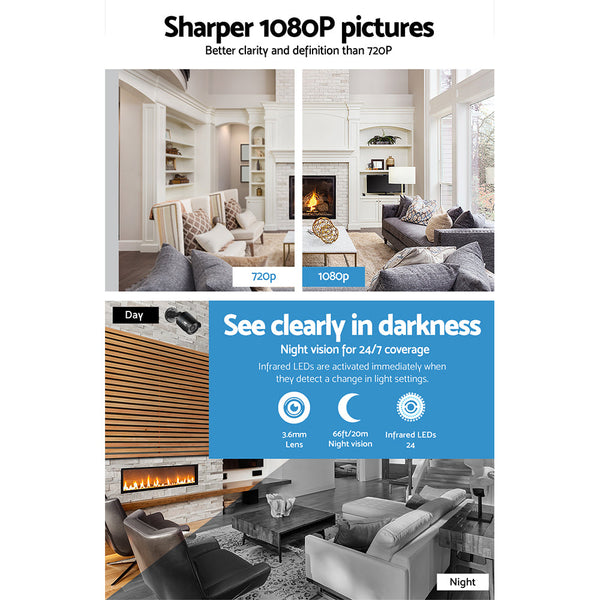 Ul Tech Cctv Security System 2Tb 4Ch Dvr 1080P Camera Sets Ip & Smart Security Camera Systems