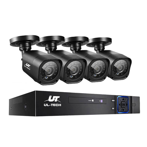 Ul-Tech 4Ch 5 In 1 Dvr Cctv Security System Video Recorder Cameras 1080P Hdmi Black