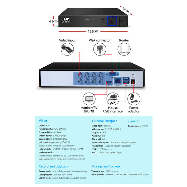 Ul Tech 1080P Channel Hdmi Cctv Security Camera Security Cameras