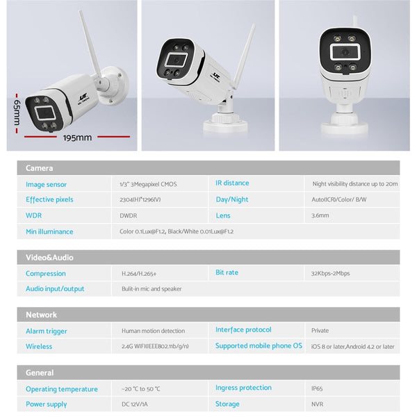 Ul Tech 3Mp Wireless Cctv Wifi Security Camera System Ip Cameras 8Ch Nvr 2Tb Ip & Smart Security Camera Systems