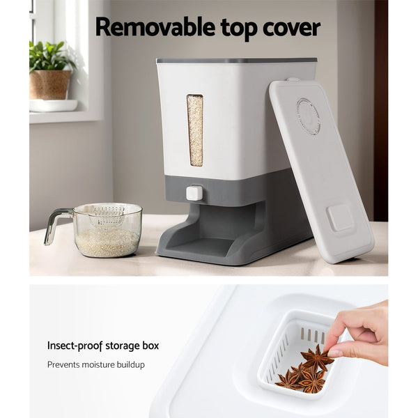 5 Star Chef Rice Cereal Dispenser Grain Container 12Kg Food Storage Containers