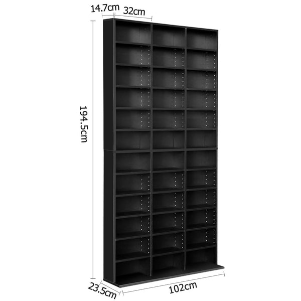 Artiss Book Storage Shelf Rack Unit Black Cd & Video Racks