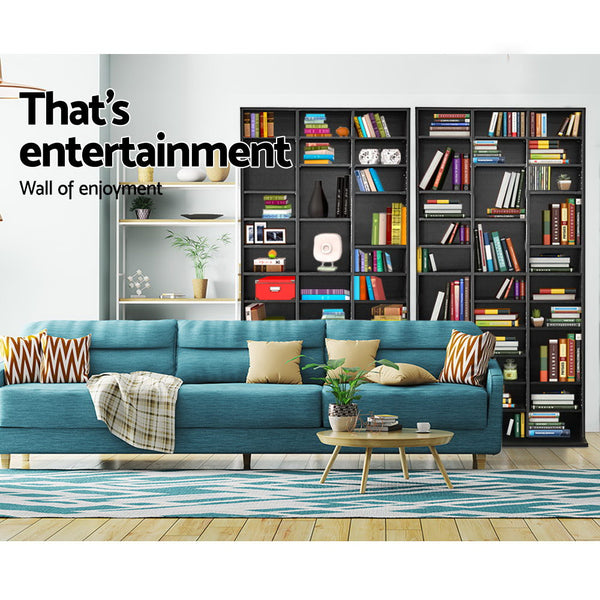 Artiss Book Storage Shelf Rack Unit Black Cd & Video Racks