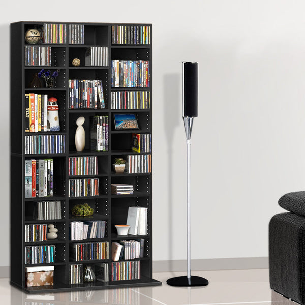 Artiss Book Storage Shelf Rack Unit Black Cd & Video Racks