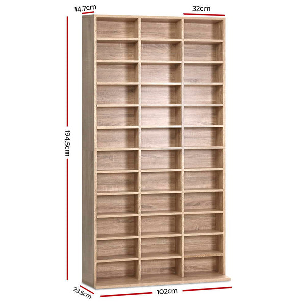 Artiss 528 Dvd 1116 Cd Storage Shelf Media Rack Stand Cupboard Book Unit Oak Cd & Video Racks
