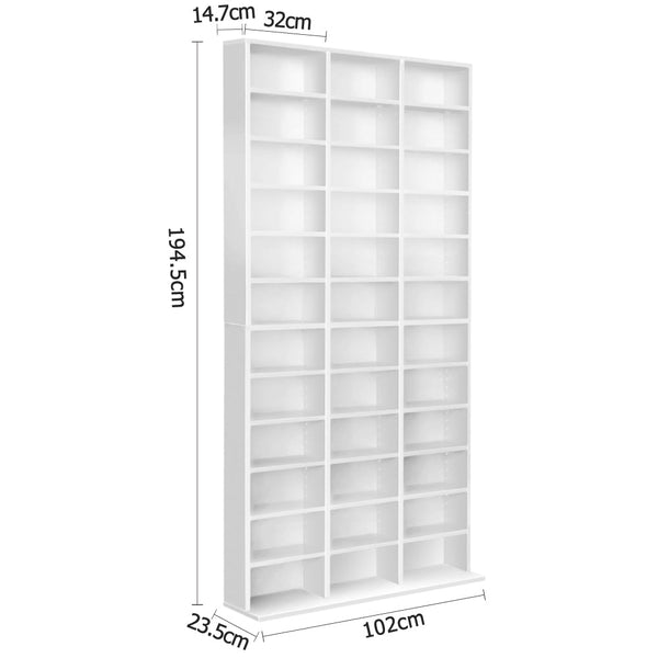Artiss Book Storage Shelf Rack Unit White Cd & Video Racks