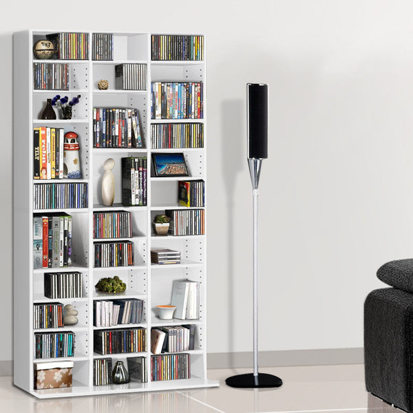Artiss Book Storage Shelf Rack Unit White Cd & Video Racks