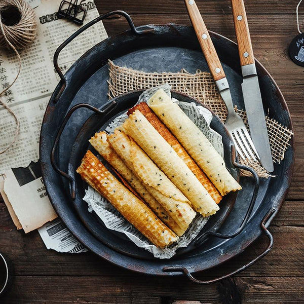 Retro Metal Plate With Handles Decorative Bread Tray Trays