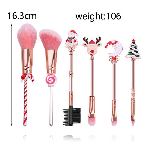 6Pcs / Set Christmas Makeup Stocking Fillers Brushes
