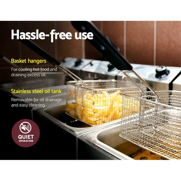 Devanti Commercial Electric Single Deep Fryer Silver Deep Fryers