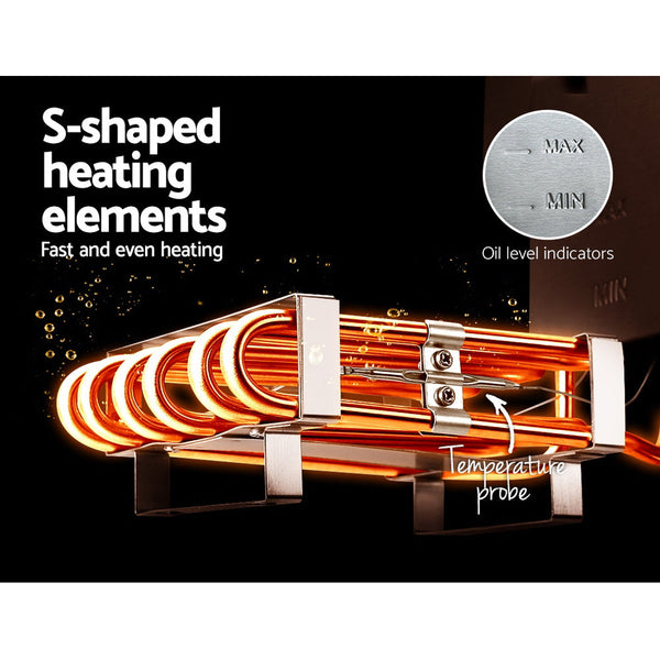 Devanti Commercial Electric Deep Fryer Twin Frying Basket Chip Cooker Countertop Deep Fryers