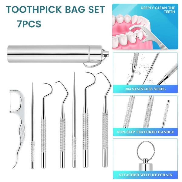 Stainless Steel Toothpick 304 Household Portable Cleaning Tool Set Toothpick Dispensers