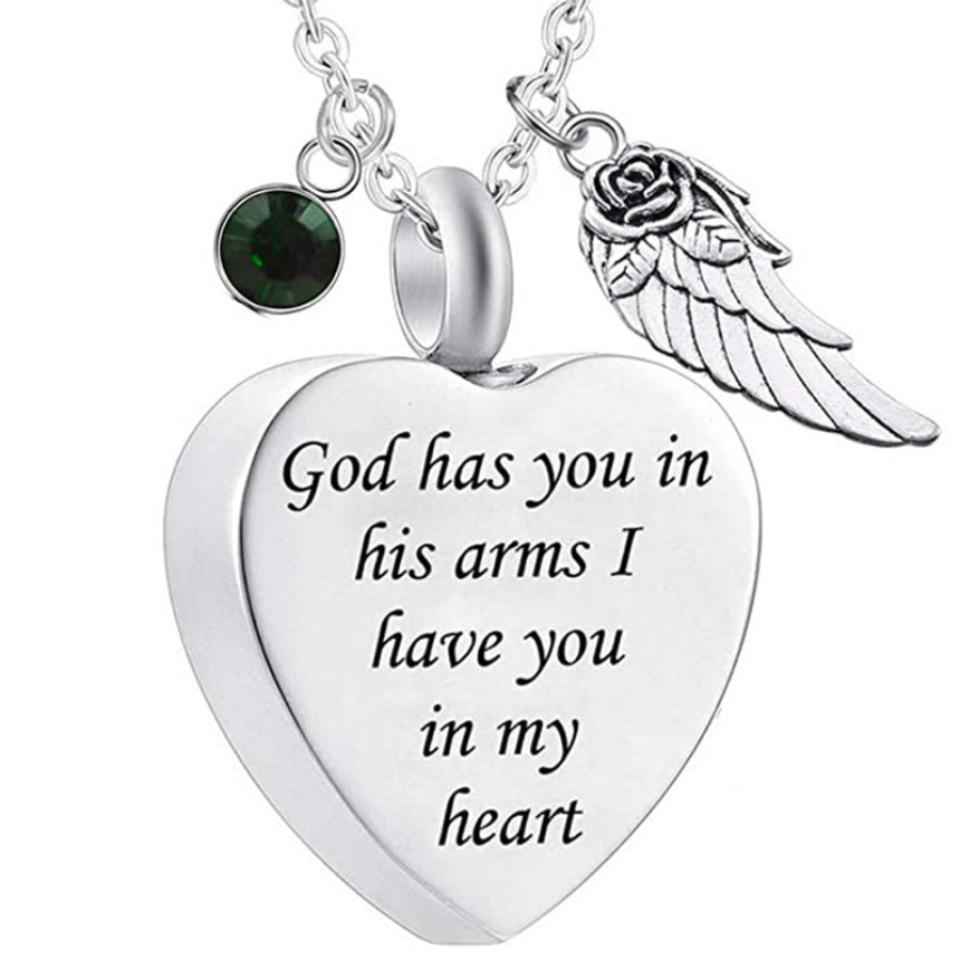 Veile Studios Heart Shaped Wing Urn Funeral Cremation Jewelry Necklace Pendant New Unisex Necklaces & Pendants