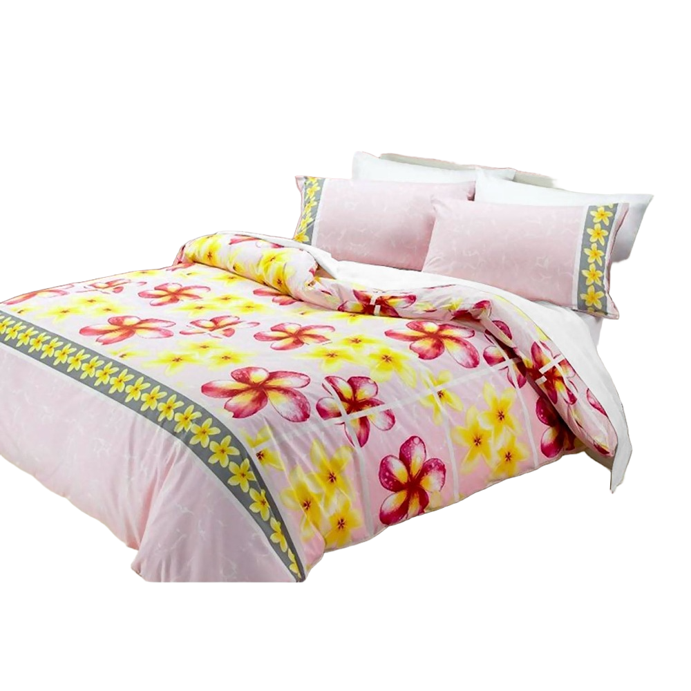 Floating Frangipani Quilt Cover Set Soft Pink Single Quilt Covers