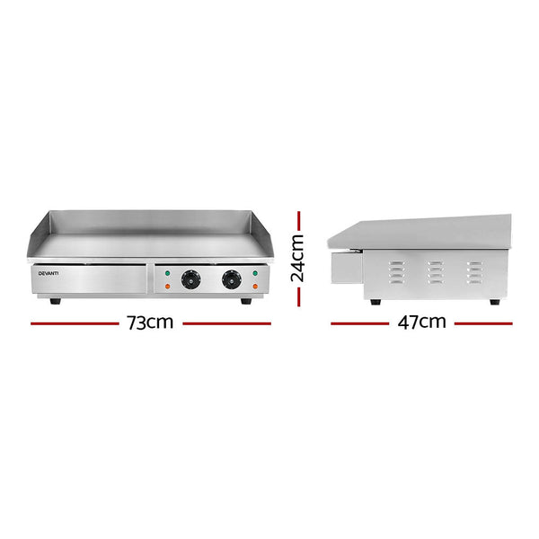 Devanti Commercial Electric Griddle Bbq Grill Hot Plate Stainless Steel 4400W Cooktops
