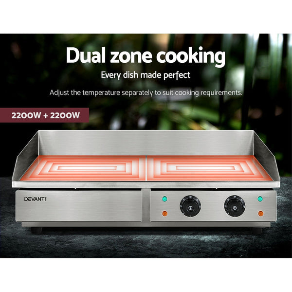Devanti Commercial Electric Griddle Bbq Grill Hot Plate Stainless Steel 4400W Cooktops