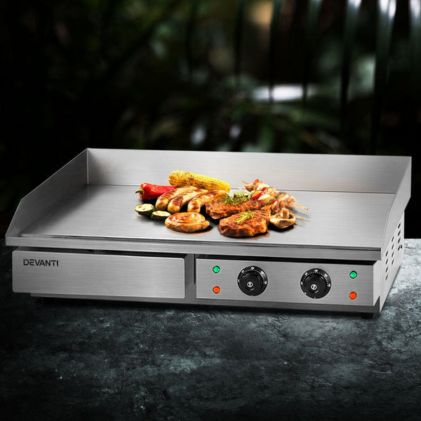 Devanti Commercial Electric Griddle Bbq Grill Hot Plate Stainless Steel 4400W Cooktops