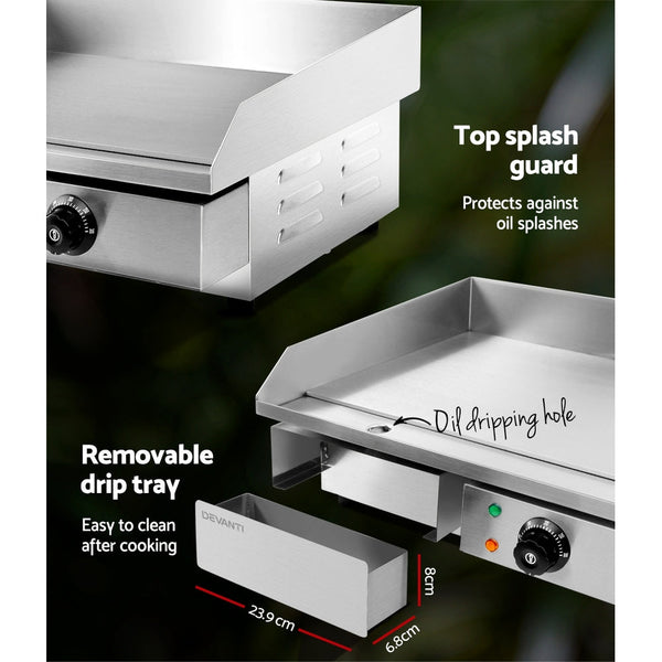 Devanti Commercial Electric Griddle Bbq Grill Pan Hot Plate Stainless Steel Grills & Griddles