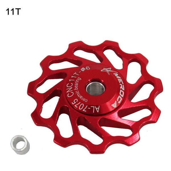 Ceramic Bearing Mountain Bike Road Bicycle 11T Rear Guide Pulley Red Rear Derailleurs