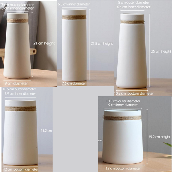 Ceramic Matte Vase Nordic White Gold Decor Vases