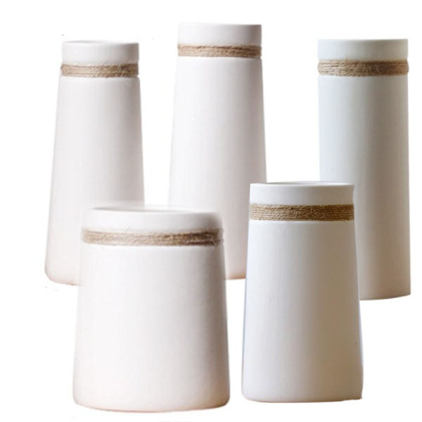 Boho Simple Coastal Ceramic With Twine Vases