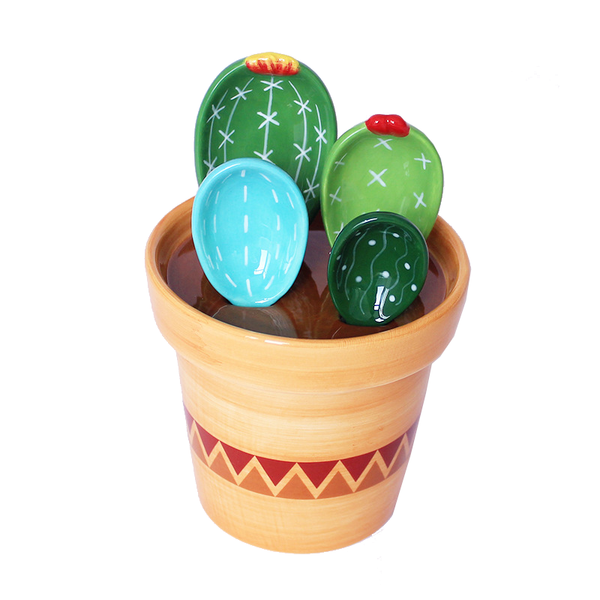 Ceramic Novelty Cactus Pot Measuring Spoons Cups Kitchen Tools Measuring Cups Jugs & Spoons