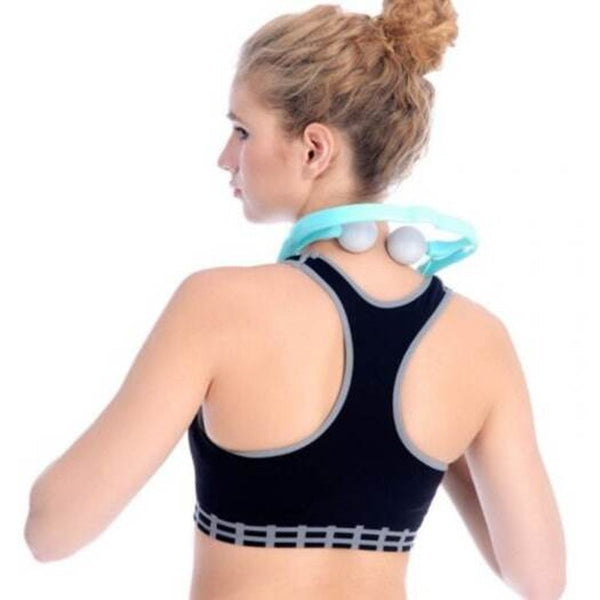Cervical Vertebra Massage Dual Ball Neck Massager Double Trigger Shoulder Massaging Tool Tron Blue Massagers