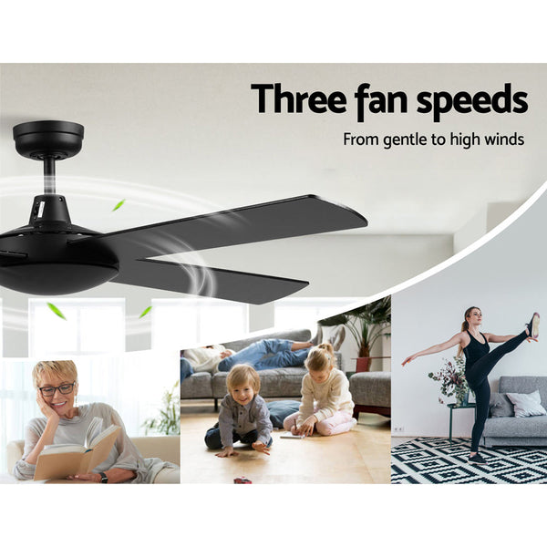Devanti 52'' Ceiling Fan W/Remote Black Ceiling Fans