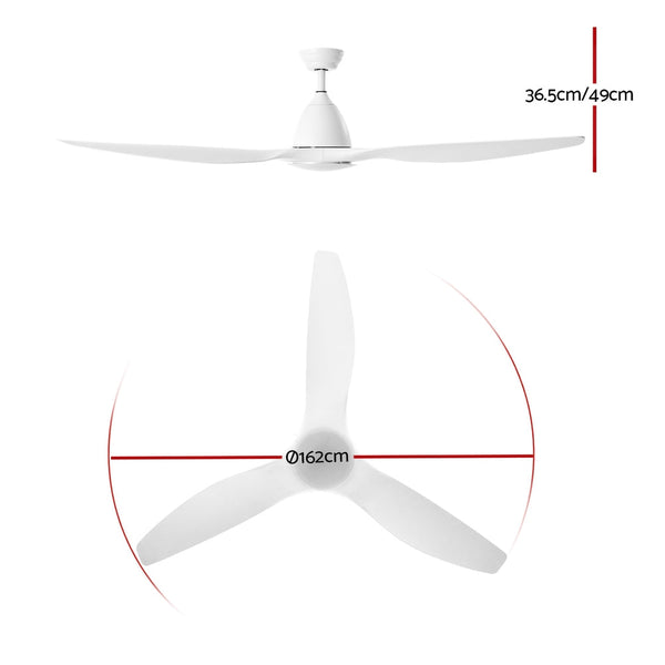 Devanti 64'' Dc Motor Ceiling Fan With Light Led Remote Control Fans 3 Blades Ceiling Fans