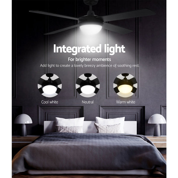 Devanti 52'' Ceiling Fan W/Light W/Remote Timer Black Cooktops