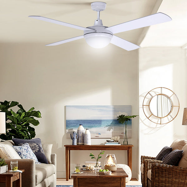Devanti 52'' Ceiling Fan W/Light W/Remote Timer White Ceiling Fans
