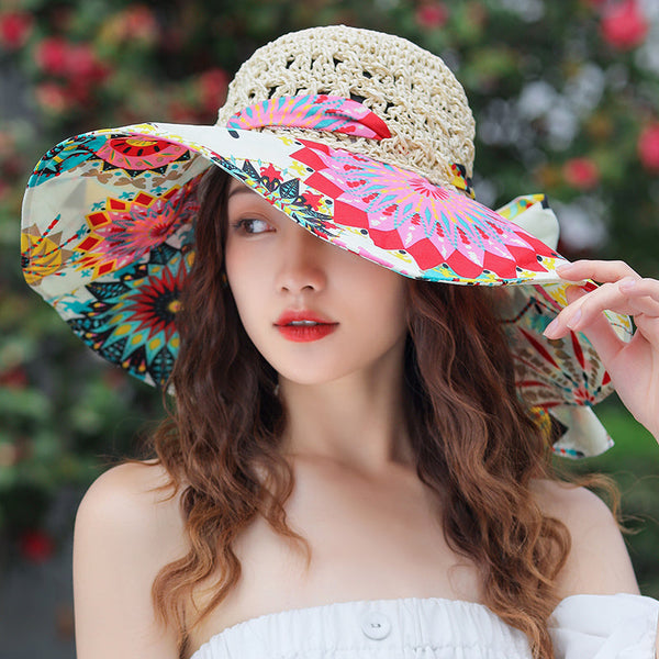 Large Brim Sunscreen Hat Bohemian Beach Breathable Sunshade Straw