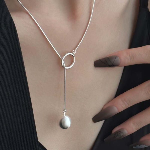 Ins Round Ball Ring Long Necklace Fashion Personality Sweater Chain For Women Necklaces & Pendants