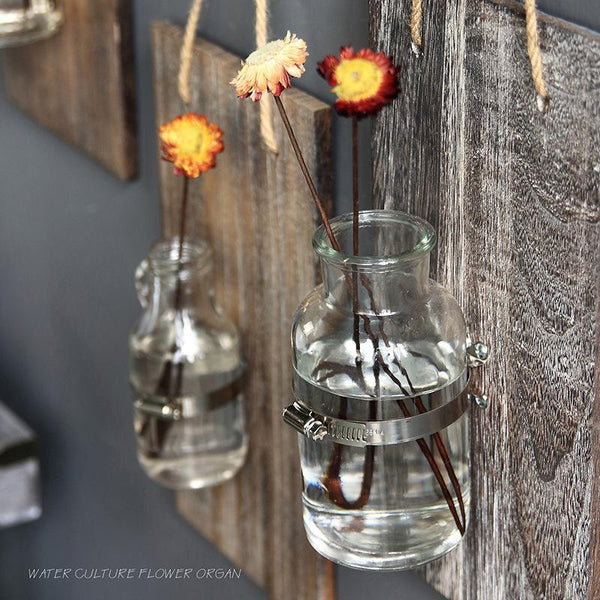 Glass Vase On Hanging Wall Plaque Decor Vases