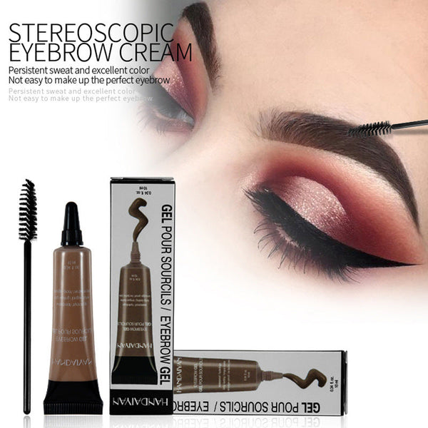 Eyebrow Makeup Henna Gel Black Brown Waterproof Durable Liquid Tint Brush Set Eyeliner
