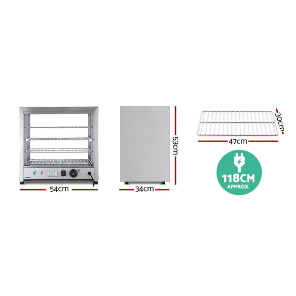 Devanti Commercial Food Warmer Pie Hot Display Showcase Cabinet Stainless Steel Countertop Food Warmers