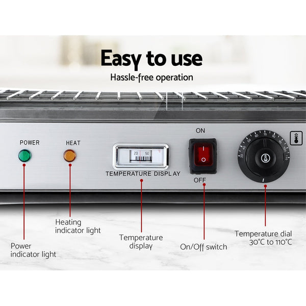 Devanti Commercial Food Warmer Pie Hot Display Showcase Cabinet Stainless Steel Countertop Food Warmers