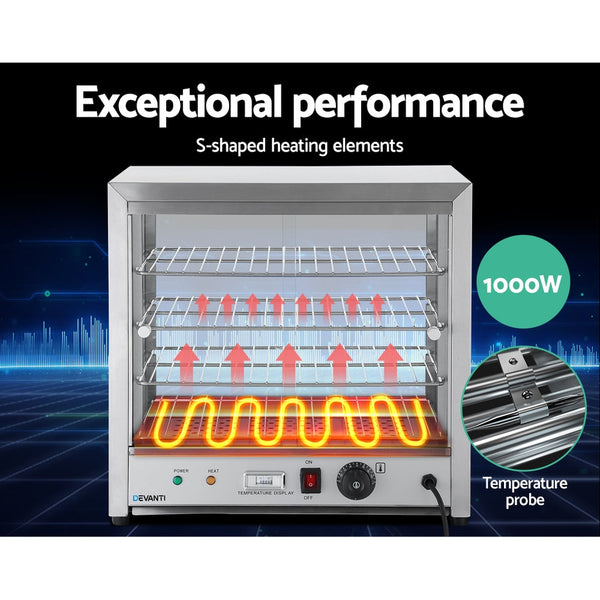 Devanti Commercial Food Warmer Pie Hot Display Showcase Cabinet Stainless Steel Countertop Food Warmers