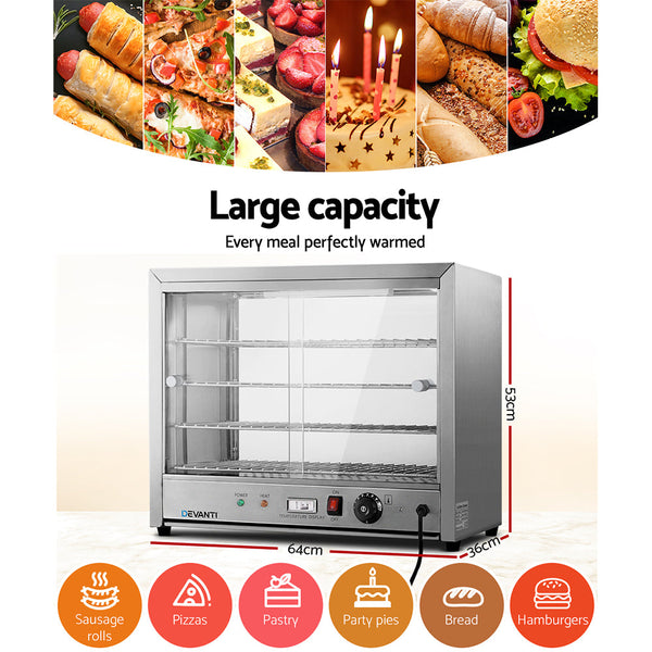Devanti Commercial Food Warmer Electric Pie Hot Display Showcase Cabinet 4 Tier Countertop Food Warmers