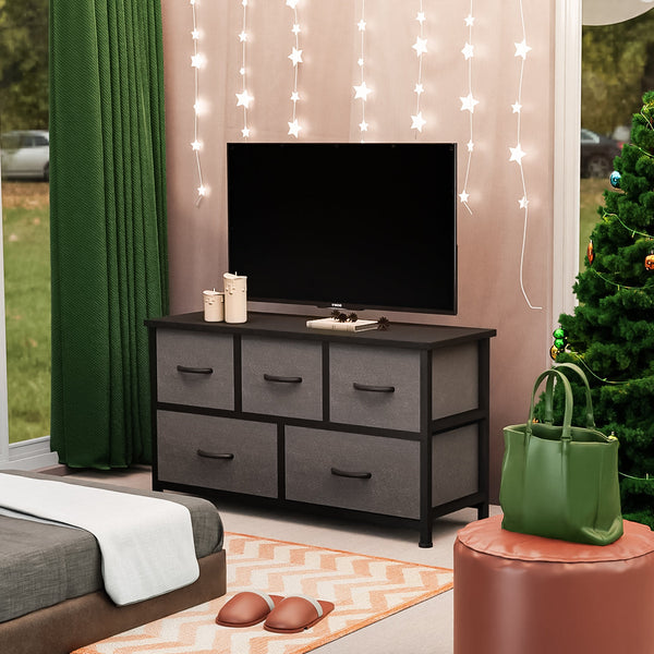 Levede Chest Of 5 Drawers Storage Cabinet Dark Grey Modern Home Organization Cabinets & Cupboards