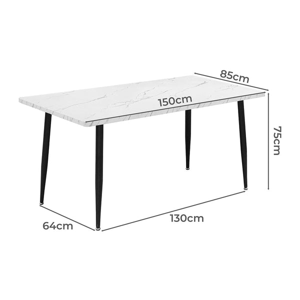 Steel Dining Table 4 6 Seater 150Cm White Dining Tables
