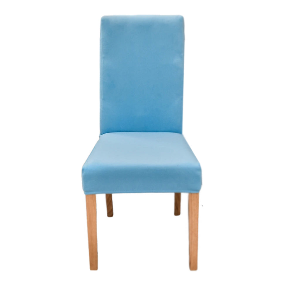 Sky Blue Velvet Plush Stretch Slipcover Elastic Spandex Chair Cover For Dining Room Kitchen Wedding Banquet Hotel Slipcovers