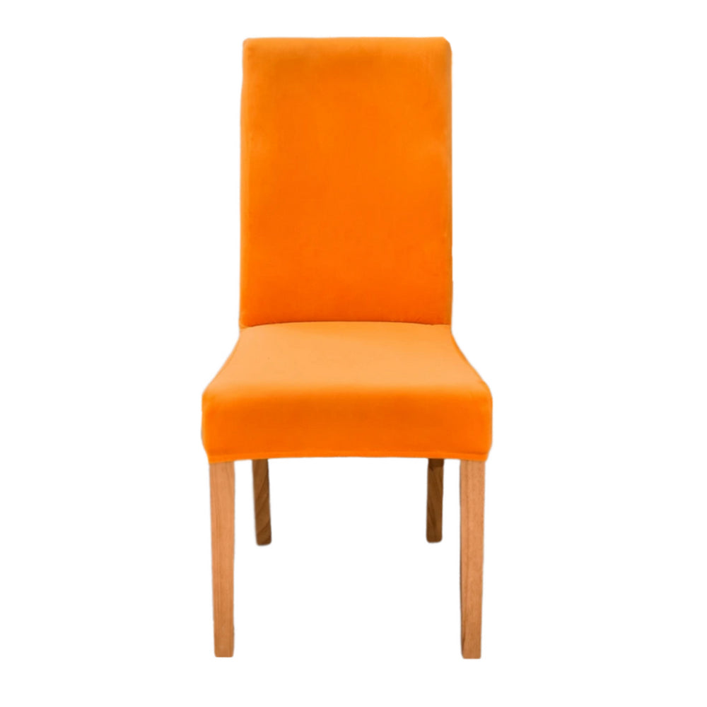 Orange Velvet Plush Stretch Slipcover Elastic Spandex Chair Cover For Dining Room Kitchen Wedding Banquet Hotel Slipcovers